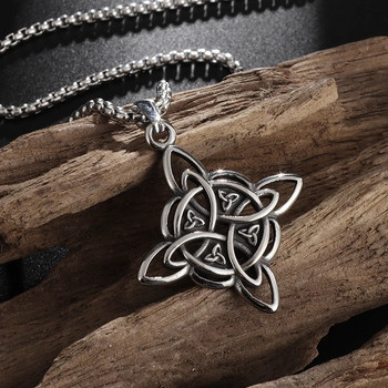 Реколта Witch Knot Колие от неръждаема стомана Magic Knot Pagan Wicca Symbol Медальон за мъже Жени Келтски възел Бижута Подаръци