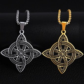 Nerūdijančio plieno sidabro spalvos rašto raganos mazgo pakabuko karoliai Keltų mazgo laimės papuošalų dovana draugams šeimai
