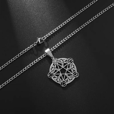 Nerūdijančio plieno sidabro spalvos rašto raganos mazgo pakabuko karoliai Keltų mazgo laimės papuošalų dovana draugams šeimai