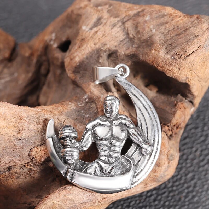 Hercules Hanteliai Muscle Man Fitness Pakabukas Nerūdijančio plieno Karoliai Vyrų Sporto Salė Sportas Charmer Papuošalai Kultūrizmo Dovana