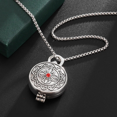 Gawu Box Σκαλιστό εξασύλλαβο κολιέ μάντρα Κρεμαστό κουτί φωτογραφιών για άνδρες και γυναίκες Μνημείο βουδιστικής μασκότ Αγαπητό δώρο κοσμημάτων