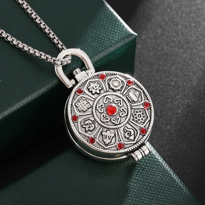 Gawu Box Σκαλιστό εξασύλλαβο κολιέ μάντρα Κρεμαστό κουτί φωτογραφιών για άνδρες και γυναίκες Μνημείο βουδιστικής μασκότ Αγαπητό δώρο κοσμημάτων