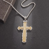 Klasikinis krikščioniškas Biblijos Runos kryžiaus pakabukas vyrams Moterų nerūdijančio plieno karoliai Jėzaus amuletas Religiniai papuošalai Dovanos