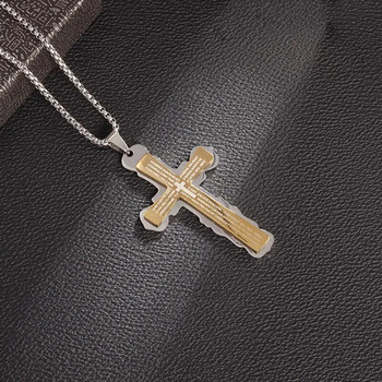 Класическа християнска библейска руническа висулка с кръст за мъже, жени, колие от неръждаема стомана, амулет на Исус, религиозни бижута, подаръци