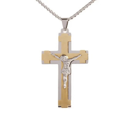 Klasikinis krikščioniškas Biblijos Runos kryžiaus pakabukas vyrams Moterų nerūdijančio plieno karoliai Jėzaus amuletas Religiniai papuošalai Dovanos