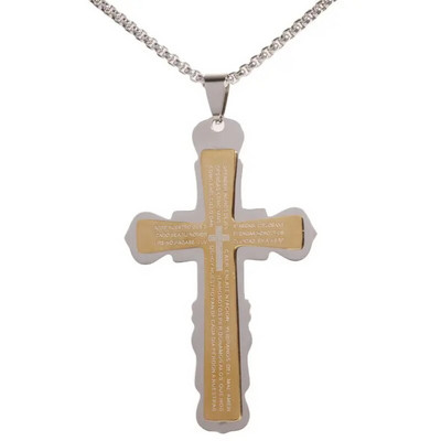 Klasikinis krikščioniškas Biblijos Runos kryžiaus pakabukas vyrams Moterų nerūdijančio plieno karoliai Jėzaus amuletas Religiniai papuošalai Dovanos