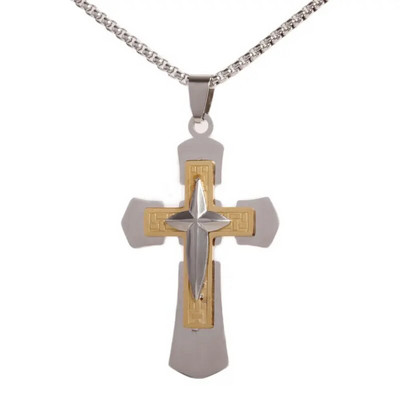 Klasikinis krikščioniškas Biblijos Runos kryžiaus pakabukas vyrams Moterų nerūdijančio plieno karoliai Jėzaus amuletas Religiniai papuošalai Dovanos