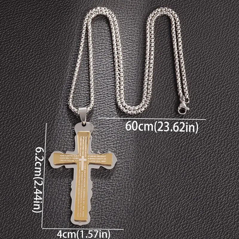 Klasikinis krikščioniškas Biblijos Runos kryžiaus pakabukas vyrams Moterų nerūdijančio plieno karoliai Jėzaus amuletas Religiniai papuošalai Dovanos