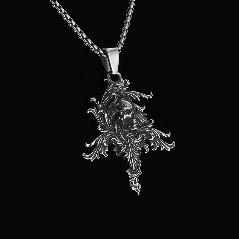 Vintažinės gotikinės gyvenimo gėlės kaukolės pakabukas karoliai vyrams moterims, hiphopo roko vakarėlis, pankroko papuošalai, dovanos