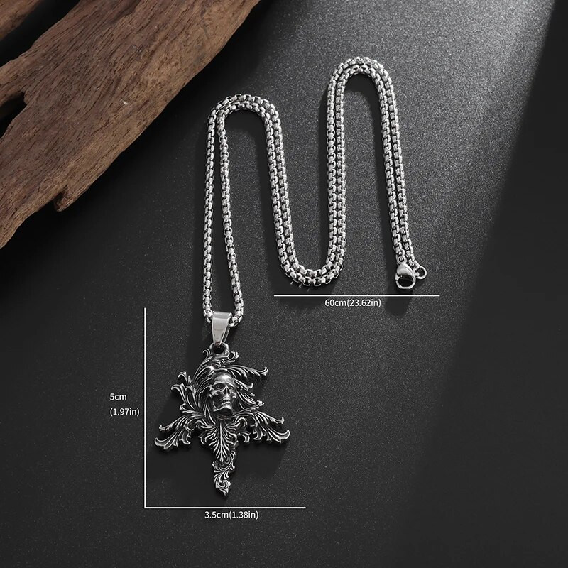 Vintažinės gotikinės gyvenimo gėlės kaukolės pakabukas karoliai vyrams moterims, hiphopo roko vakarėlis, pankroko papuošalai, dovanos