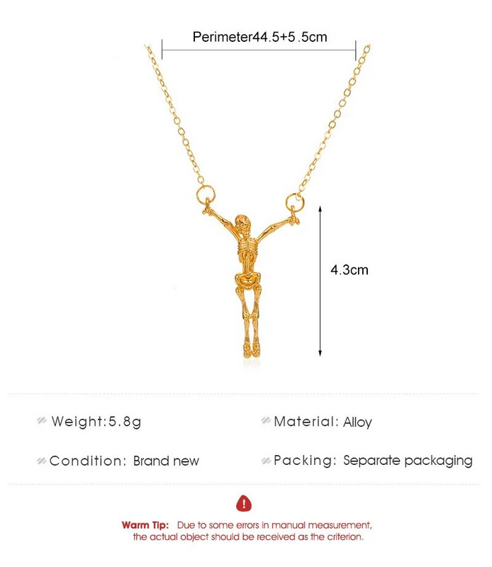 Κολιέ κρανίου από κράμα για γυναίκες/άντρες γοτθικό γοητεία κρεμαστό κρεμαστό σύνδεσμο αλυσίδα γυναικεία αποκριάτικα κοσμήματα