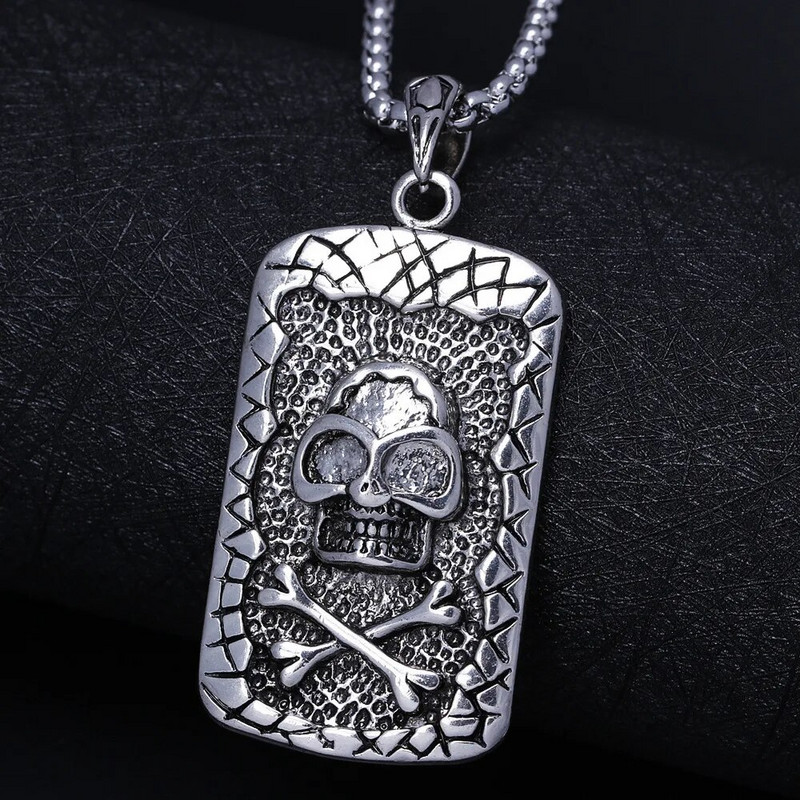 Vyriški madingi gotikiniai aksesuarai nerūdijančio plieno kaukolės kaulai pakabukai karoliai dviratininkų grandinėlė punk vakarėlis papuošalai dovanų apykaklė Hombre