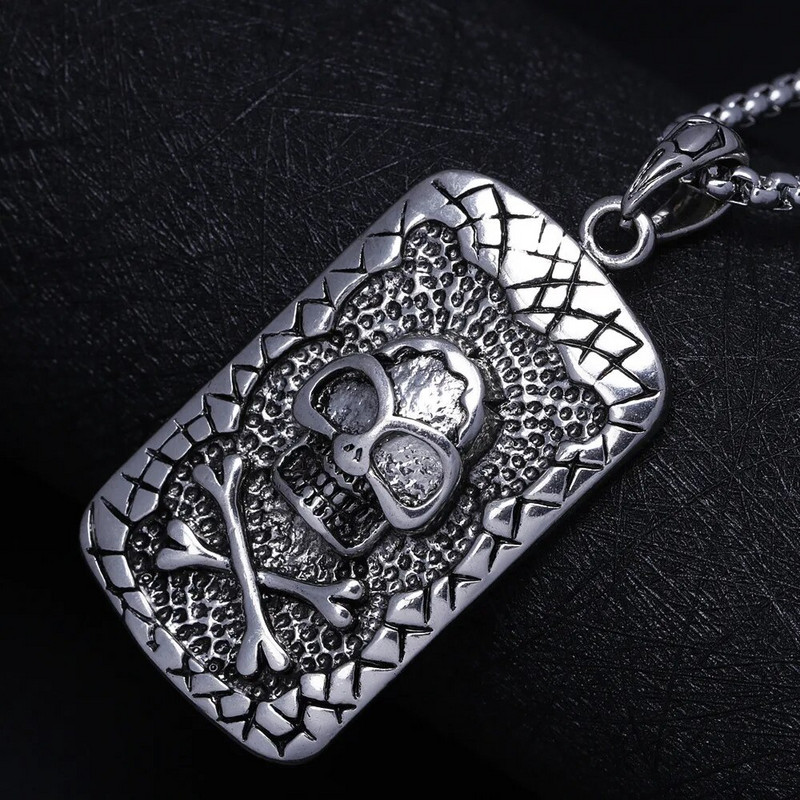 Vyriški madingi gotikiniai aksesuarai nerūdijančio plieno kaukolės kaulai pakabukai karoliai dviratininkų grandinėlė punk vakarėlis papuošalai dovanų apykaklė Hombre