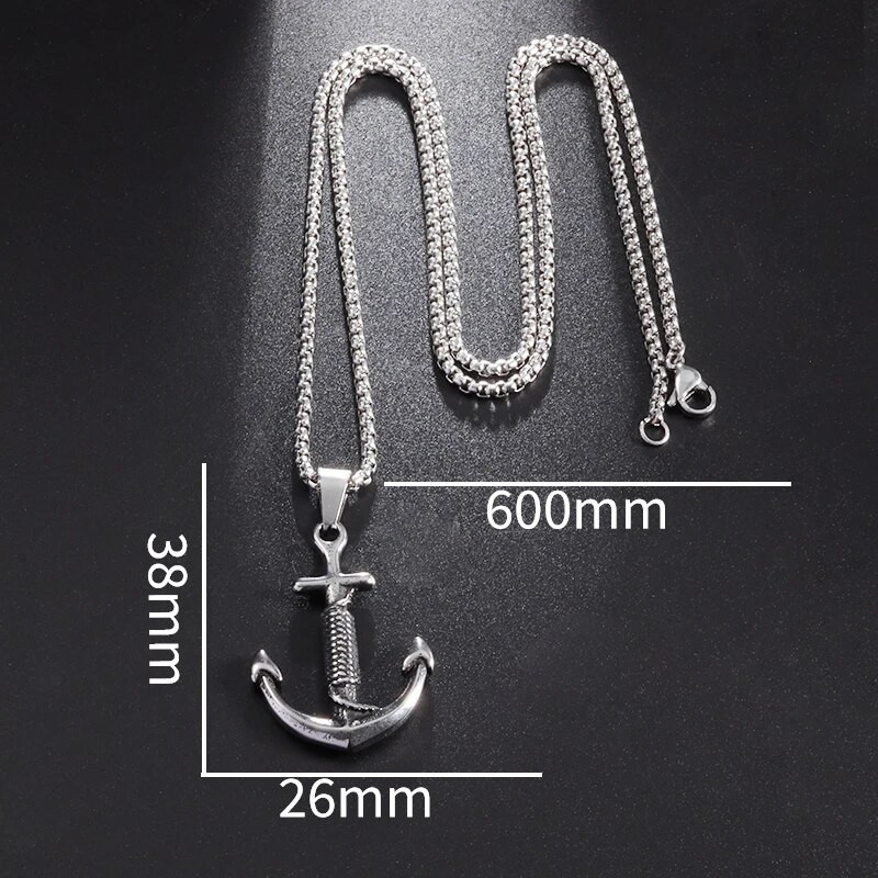 Vintažiniai vikingų Karibų piratų karoliai su ankariniu kryžiumi vyrams Statement Hip Hop nerūdijančio plieno pakabukas jūrų inkaro papuošalai