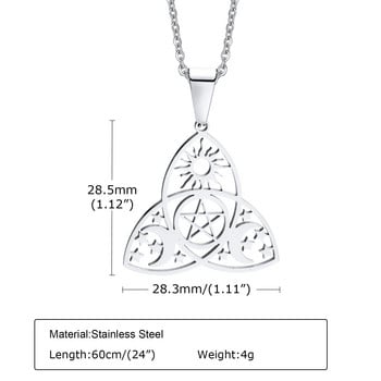 Колиета Vnox от неръждаема стомана с тройна лунна богиня за мъже, жени, бижута с висулка с келтски възел на Wiccan