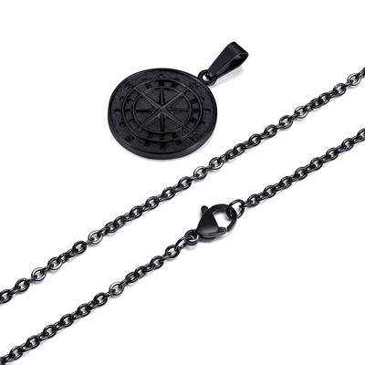 Vnox stilingi nerūdijančio plieno kompaso karoliai vyrams, retro apvalios monetos pakabukas, rokpanko vyriški papuošalai apykakle