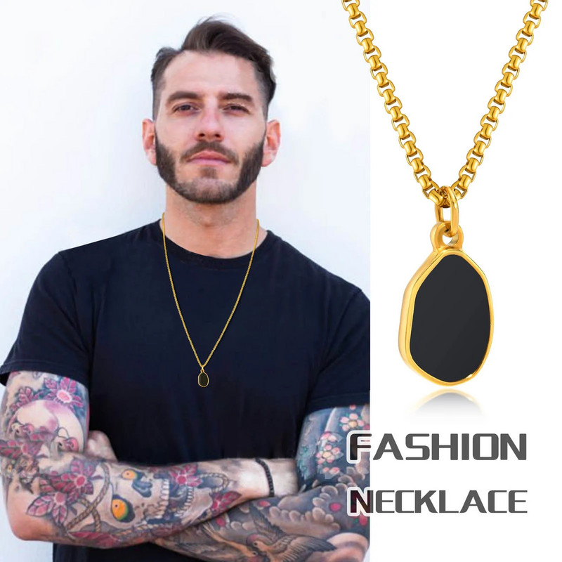 Uued trendikad ebaregulaarsed geomeetrilised ripatsiga kaelakeed meestele, ehted, roostevabast terasest kullavärvi karbiketi kaelakeed, kingitused