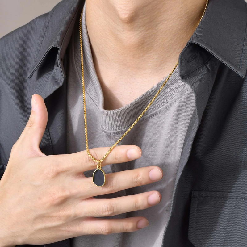 Uued trendikad ebaregulaarsed geomeetrilised ripatsiga kaelakeed meestele, ehted, roostevabast terasest kullavärvi karbiketi kaelakeed, kingitused