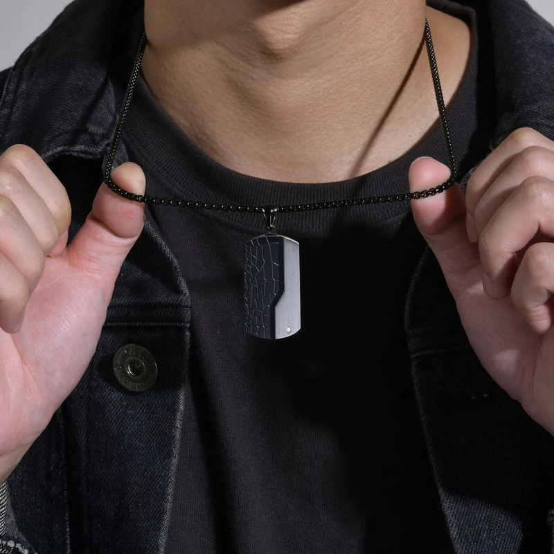 Nauji vyriški stilingi geometriniai karoliai su CZ akmeniu, roko punk nerūdijančio plieno šunų pakabukas, nemokama dėžutė 50/55/60/70 cm