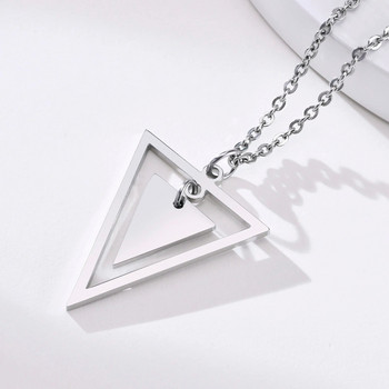 Ανδρικό κολιέ Triangle, Ανδρικό κολιέ με γεωμετρικό κρεμαστό, Κολιέ από ανοξείδωτο ατσάλι, ανδρικά κοσμήματα