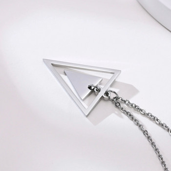 Ανδρικό κολιέ Triangle, Ανδρικό κολιέ με γεωμετρικό κρεμαστό, Κολιέ από ανοξείδωτο ατσάλι, ανδρικά κοσμήματα