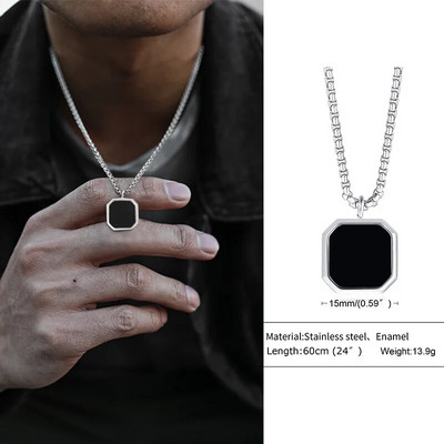 Βασιλικό τετράγωνο ανδρικό κολιέ, μενταγιόν από πέτρα Tiger's Eye, μενταγιόν από πέτρα Lapis Lazuli. Κολιέ από ρωμαϊκό μενταγιόν από ανοξείδωτο ατσάλι