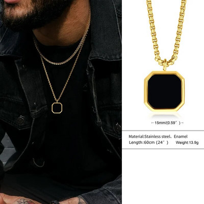 Βασιλικό τετράγωνο ανδρικό κολιέ, μενταγιόν από πέτρα Tiger's Eye, μενταγιόν από πέτρα Lapis Lazuli. Κολιέ από ρωμαϊκό μενταγιόν από ανοξείδωτο ατσάλι