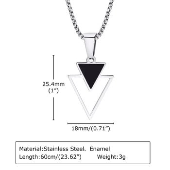 Vnox New Fashion Triangle μενταγιόν κολιέ για άντρες αγόρια, ανοξείδωτο μινιμαλιστικό κοίλο γεωμετρικό γιακά ανδρικό δώρο κοσμήματος