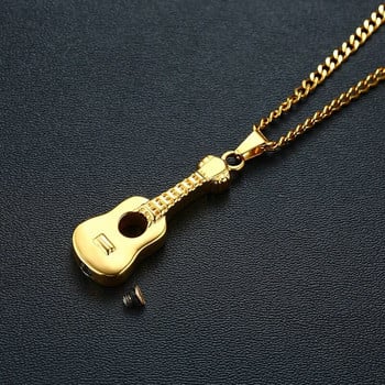 Κολιέ αποτέφρωσης ανδρικής κιθάρας Vnox Αναμνηστικά δώρα Κοσμήματα από ανοξείδωτο ατσάλι Το αναμνηστικό για λάτρεις της μουσικής μπορεί να είναι ανοιχτό