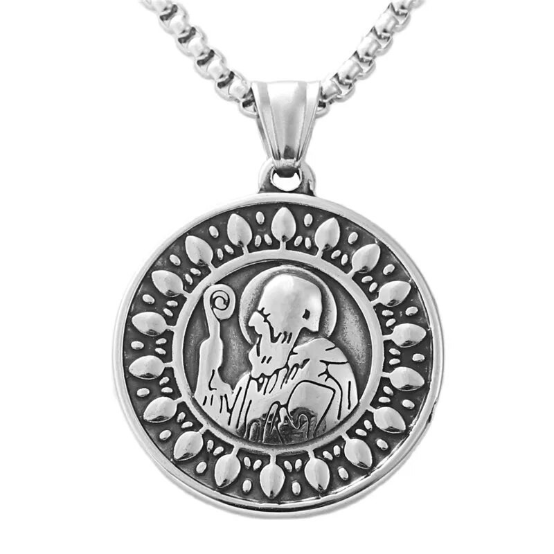 Nehrđajući čelik Sveti Benedikt Isusov križ Ogrlica Kršćanski San Benito Privjesak Muškarci Žene Katolička molitva Nakit