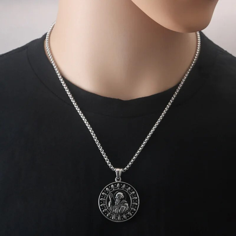 Nehrđajući čelik Sveti Benedikt Isusov križ Ogrlica Kršćanski San Benito Privjesak Muškarci Žene Katolička molitva Nakit