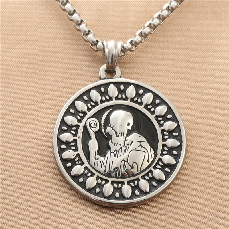 Nehrđajući čelik Sveti Benedikt Isusov križ Ogrlica Kršćanski San Benito Privjesak Muškarci Žene Katolička molitva Nakit