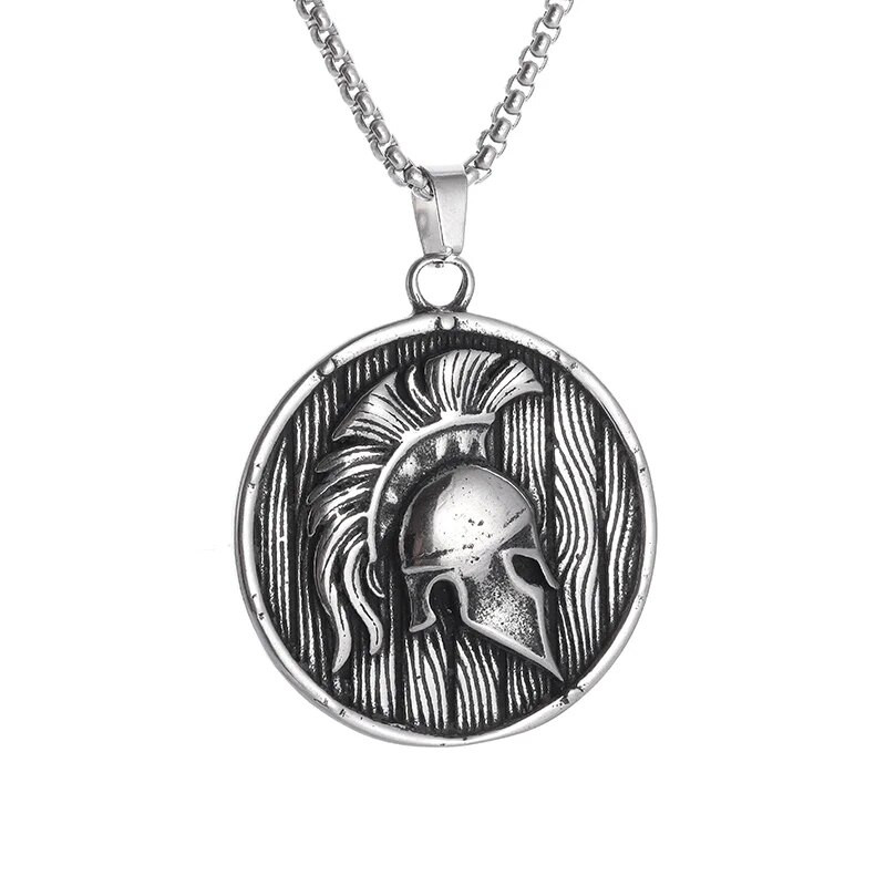 Mados Graikijos Spartos kario skydo šalmas Odisėjos herojai nerūdijančio plieno karoliai pakabukas vyrams, moteriški vintažiniai papuošalai