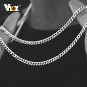 Vnox 3/5/7mm Colier cu lanț cubanez pentru bărbați, frânghie răsucită din oțel inoxidabil Figaro Rolo Box Link Chokers, guler clasic simplu