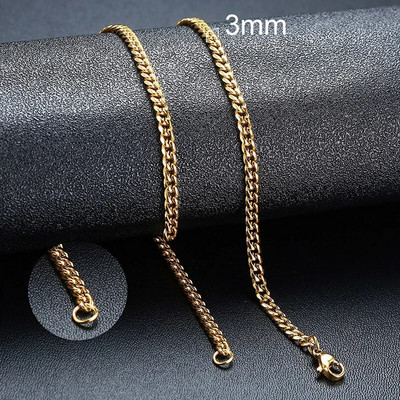 Vnox 3/5/7mm Colier cu lanț cubanez pentru bărbați, frânghie răsucită din oțel inoxidabil Figaro Rolo Box Link Chokers, guler clasic simplu