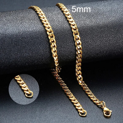 Vnox 3/5/7mm Colier cu lanț cubanez pentru bărbați, frânghie răsucită din oțel inoxidabil Figaro Rolo Box Link Chokers, guler clasic simplu