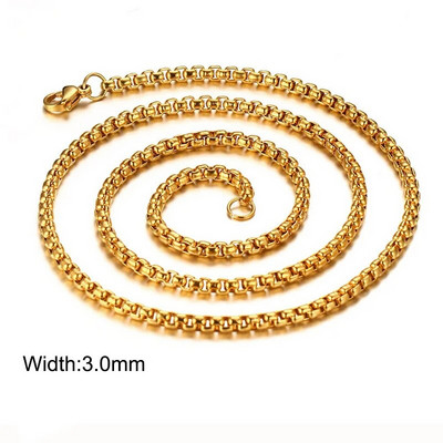 Vnox 3/5/7mm Colier cu lanț cubanez pentru bărbați, frânghie răsucită din oțel inoxidabil Figaro Rolo Box Link Chokers, guler clasic simplu