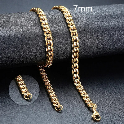 Vnox 3/5/7mm Colier cu lanț cubanez pentru bărbați, frânghie răsucită din oțel inoxidabil Figaro Rolo Box Link Chokers, guler clasic simplu