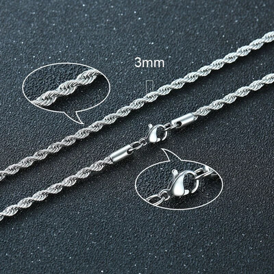 Vnox 3/5/7mm Colier cu lanț cubanez pentru bărbați, frânghie răsucită din oțel inoxidabil Figaro Rolo Box Link Chokers, guler clasic simplu