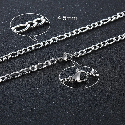 Vnox 3/5/7mm Colier cu lanț cubanez pentru bărbați, frânghie răsucită din oțel inoxidabil Figaro Rolo Box Link Chokers, guler clasic simplu