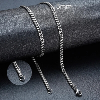 Vnox 3/5/7mm Colier cu lanț cubanez pentru bărbați, frânghie răsucită din oțel inoxidabil Figaro Rolo Box Link Chokers, guler clasic simplu