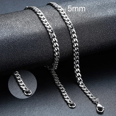 Vnox 3/5/7mm Colier cu lanț cubanez pentru bărbați, frânghie răsucită din oțel inoxidabil Figaro Rolo Box Link Chokers, guler clasic simplu
