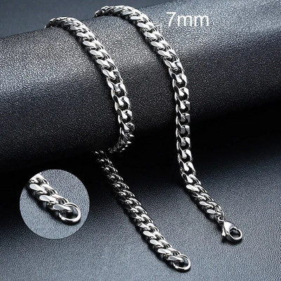 Vnox 3/5/7mm Colier cu lanț cubanez pentru bărbați, frânghie răsucită din oțel inoxidabil Figaro Rolo Box Link Chokers, guler clasic simplu