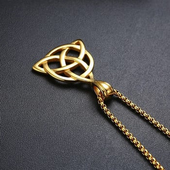 Lucky Triquetra Knot Charm Κρεμαστό κολιέ από ανοξείδωτο ατσάλι Ιρλανδικό κόσμημα για άνδρες Unisex