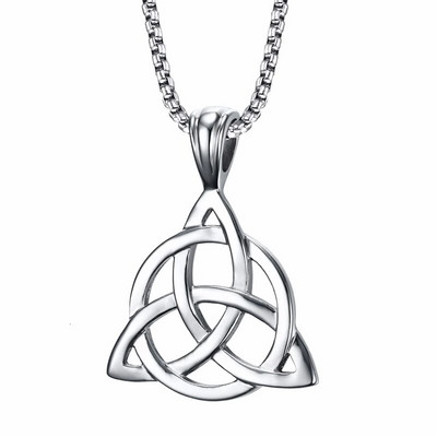 Lucky Triquetra Knot Charm ripats kaelakee roostevabast terasest Iiri ehted meestele Unisex