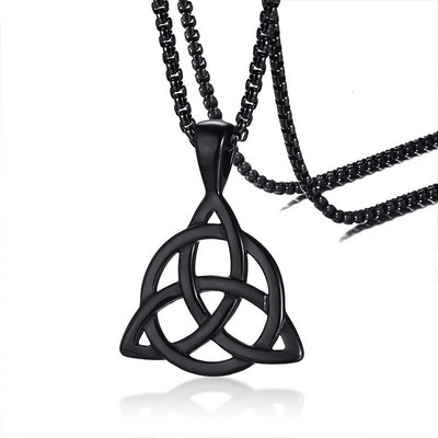 Lucky Triquetra Knot Charm ripats kaelakee roostevabast terasest Iiri ehted meestele Unisex