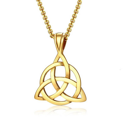 Lucky Triquetra Knot Charm ripats kaelakee roostevabast terasest Iiri ehted meestele Unisex