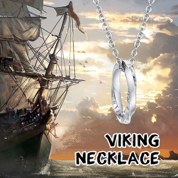 Ανδρικά κολιέ Norse Viking, Never Fade Silver Χρώμα από ανοξείδωτο ατσάλι Mobius Στρογγυλό κρεμαστό κολάρο Ανδρικό κόσμημα δώρου