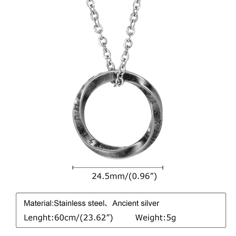 Κολιέ Vnox Viking Rune Mobius για άνδρες Γυναικεία, Vintage μενταγιόν Nordic Almut από ανοξείδωτο ατσάλι, κοσμήματα Unisex Casual Collar
