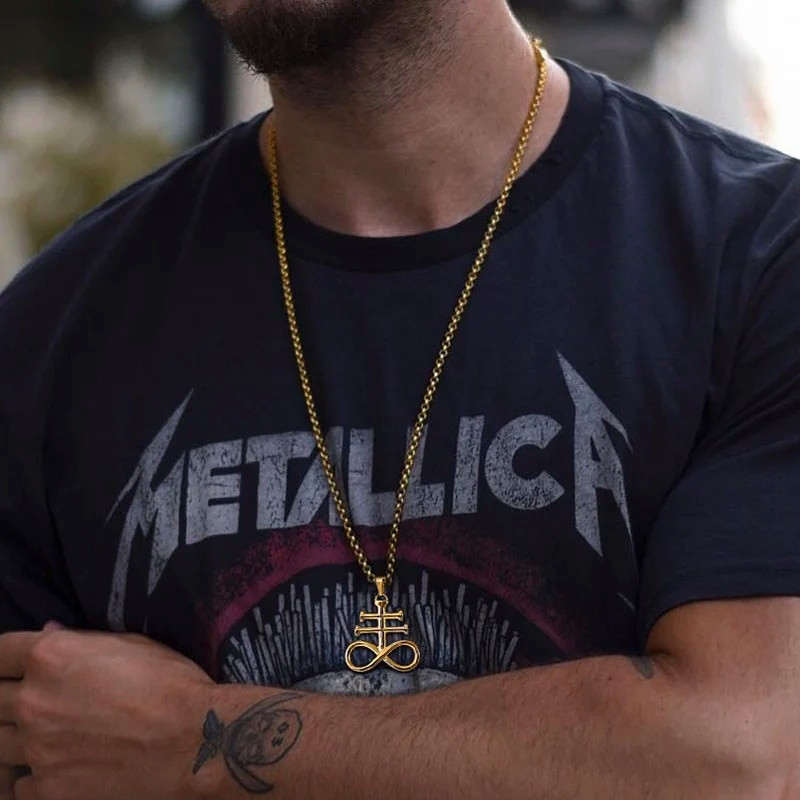 Leviatano kryžiaus pakabukas nerūdijančio plieno Šėtono kryžiaus emblema Sieros ženklas Sigil Charm pakabukai karoliai